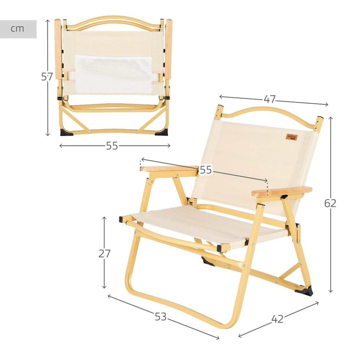 Hopfällbar campingstol Aktive Sabana 47 x 62 x 42 cm (2 antal)