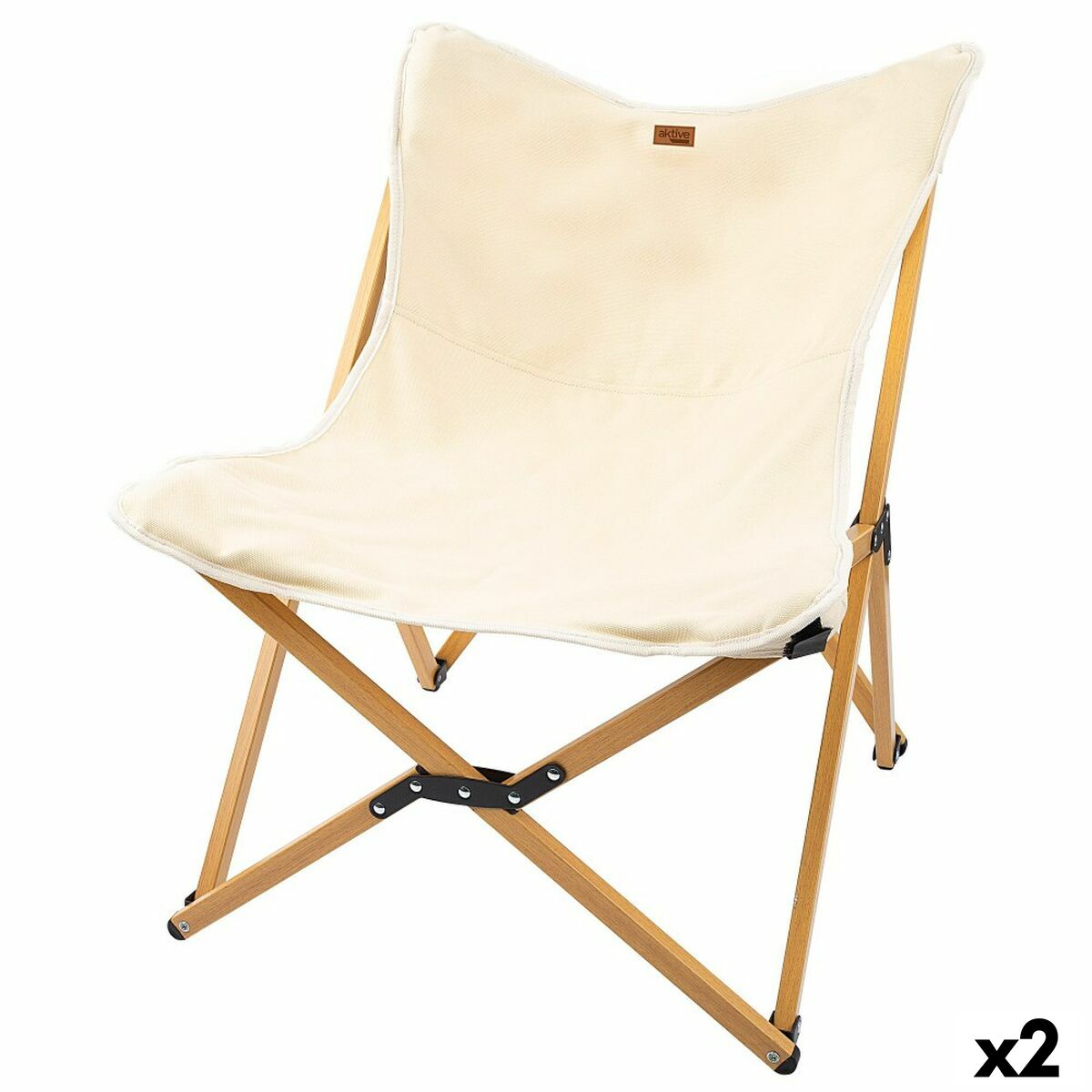 Hopfällbar campingstol Aktive Jord 58 x 73 x 61 cm (2 antal)