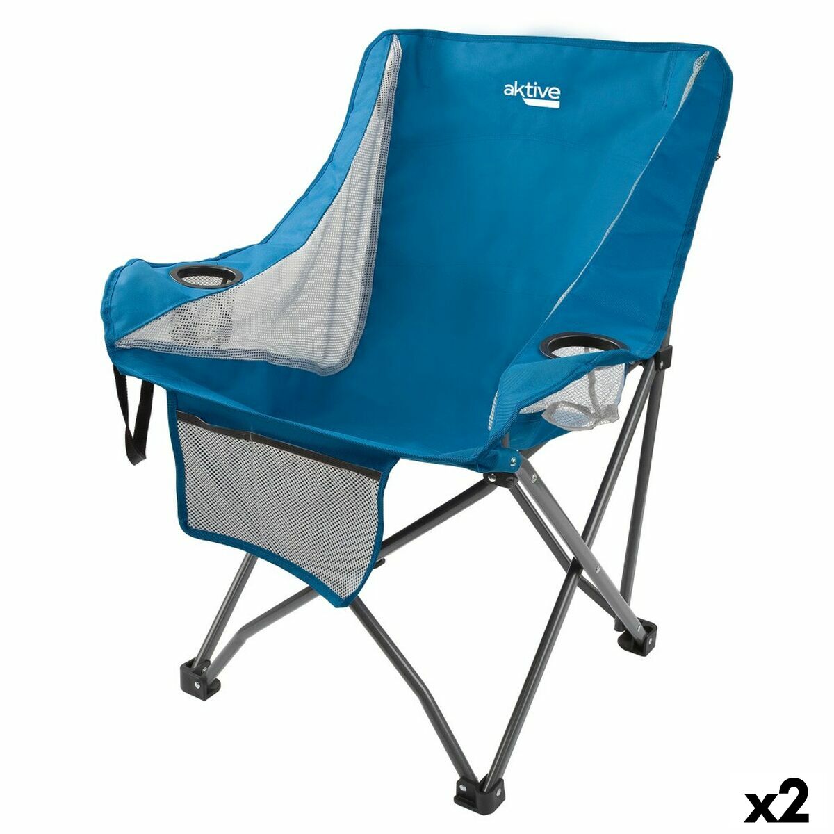 Folding camping chair Aktive Blue 48 x 86 x 50 cm (2 pieces)