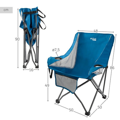 Folding camping chair Aktive Blue 48 x 86 x 50 cm (2 pieces)