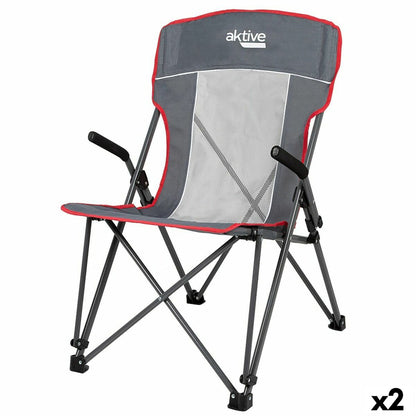 Folding camping chair Aktive Grey 59 x 97 x 68 cm (2 pieces)