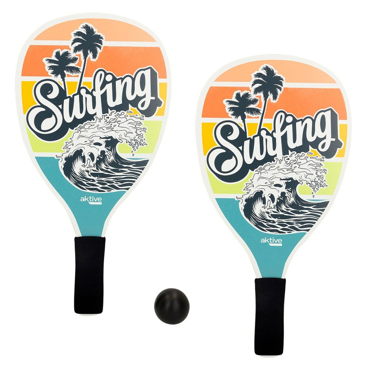 Beach paddles with ball Active Surfing 20 x 40 cm (12 quantity)