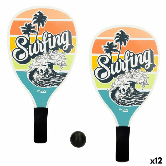 Beach paddles with ball Active Surfing 20 x 40 cm (12 quantity)