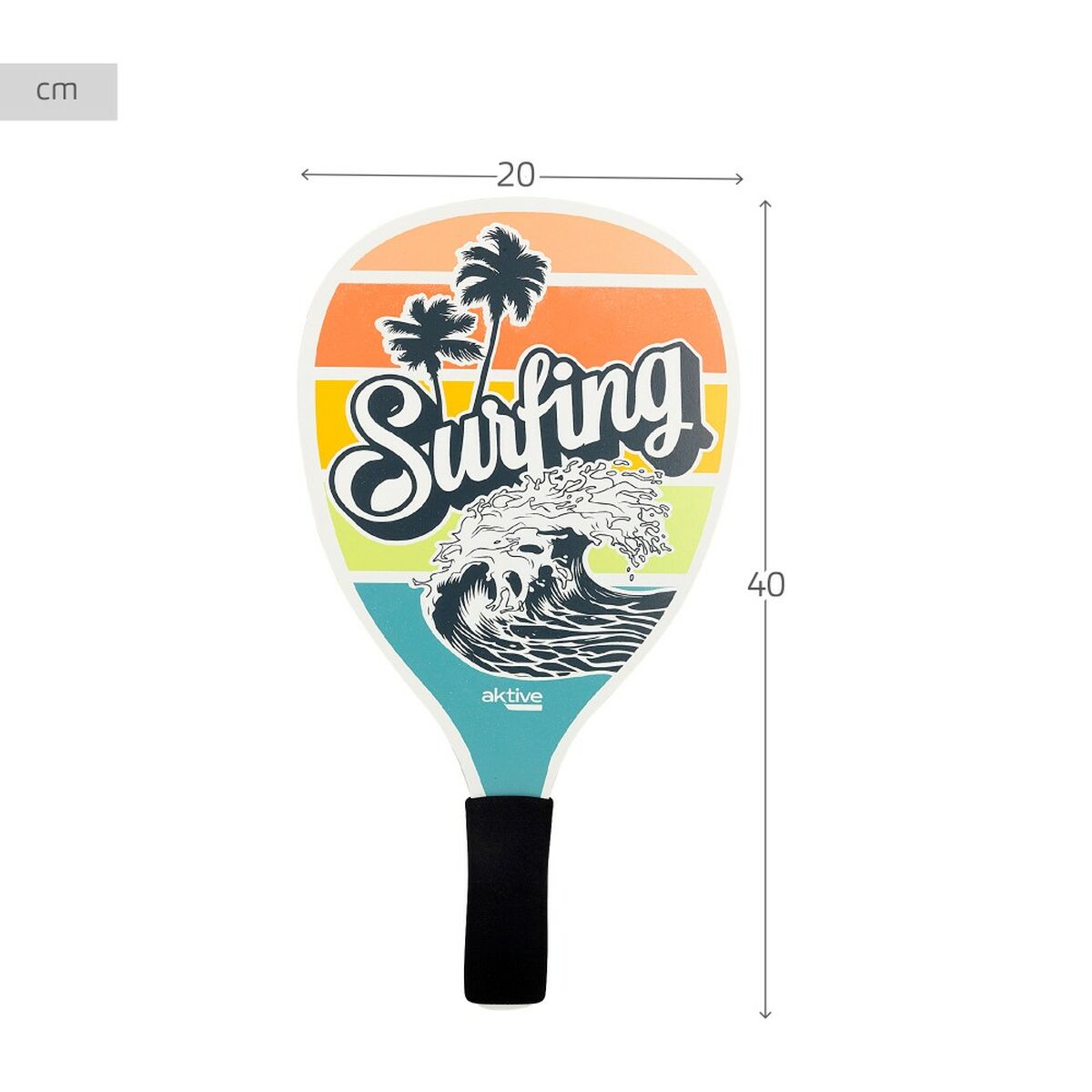 Beach paddles with ball Active Surfing 20 x 40 cm (12 quantity)