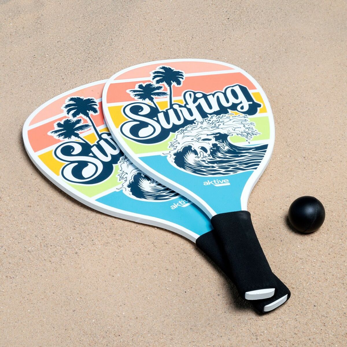 Beach paddles with ball Active Surfing 20 x 40 cm (12 quantity)