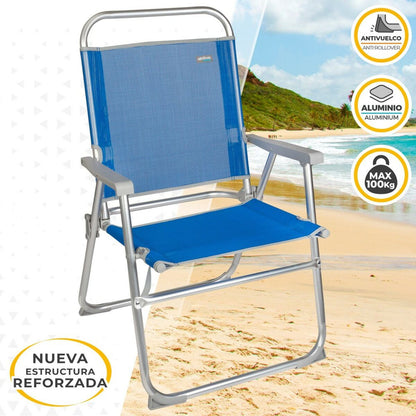 Beach chair Aktive Gomera Blue 48 x 88 x 50 cm Aluminum Foldable (4 pieces)