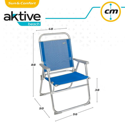 Beach chair Aktive Gomera Blue 48 x 88 x 50 cm Aluminum Foldable (4 pieces)