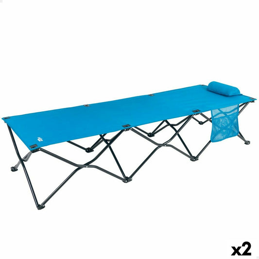 Folding bed Aktive Blue Camping 178 x 62 x 38 cm 178 x 38 x 62 cm (2 pieces)