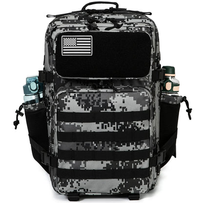 Vattentät Taktisk Ryggsäck Svart Camo MOLLE 45L