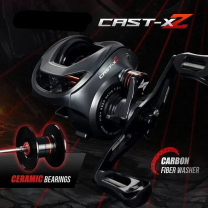 Fiskerulle Baitcasting 9KG Broms Dubbellager Höger Carbon Fiber Grip svart