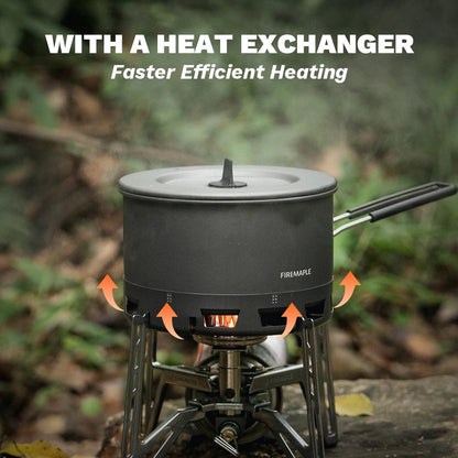 Ultralight heat exchanger pot 800ml camping cookware grey