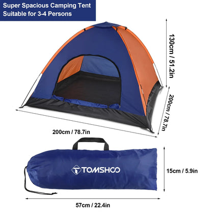 Tält med Regnskydd Blå/Orange Camping Lättvikt 3-4 Personer