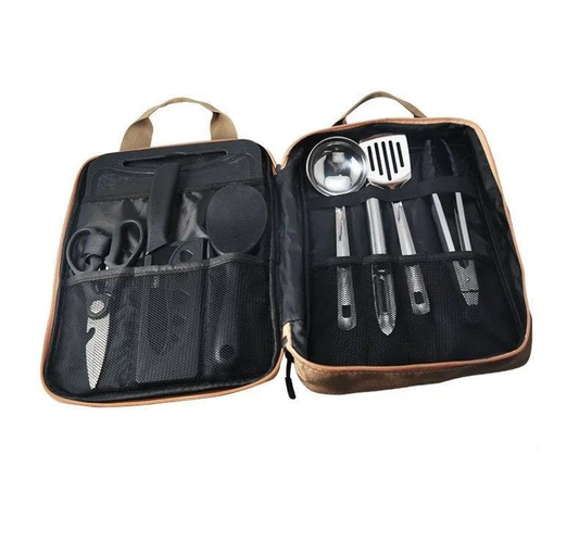 8-Piece Camping Kitchen Cookware Set Khaki-0