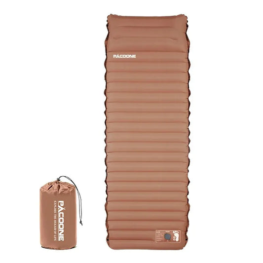 Ultralight Self-Inflating Sleeping Pad 10cm Thick Camping Air Mattress Khaki-0
