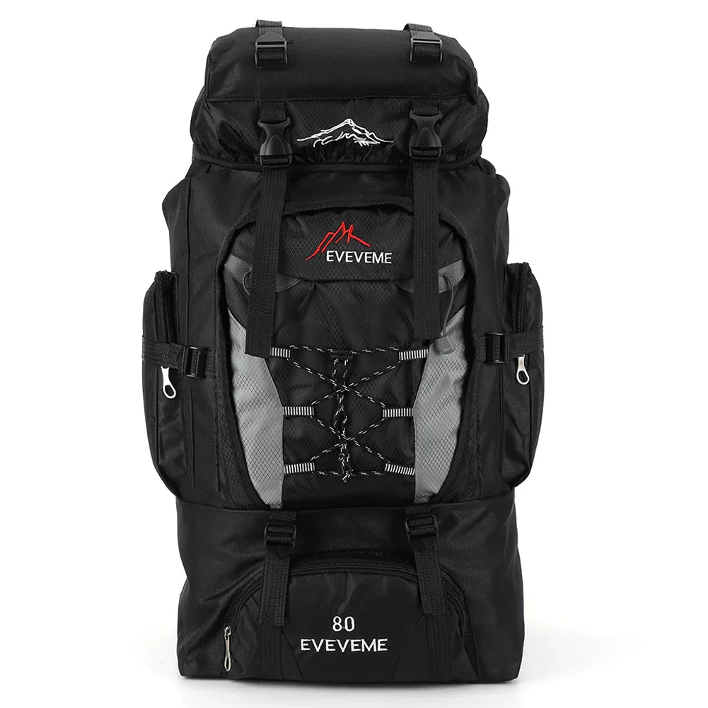 Stor Ryggsäck Vattentät Outdoor Svart 80L
