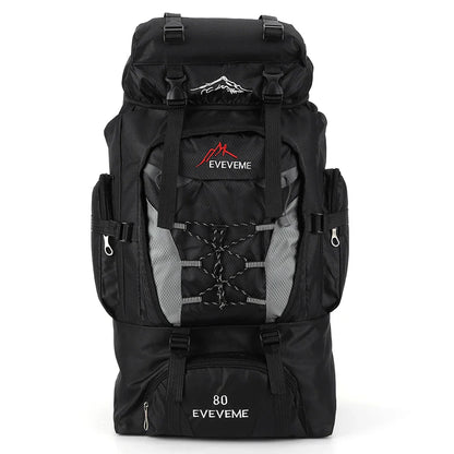 Stor Ryggsäck Vattentät Outdoor Svart 80L