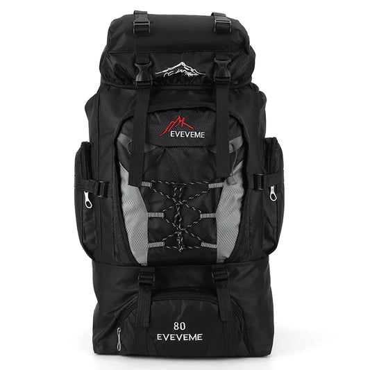 Stor Ryggsäck Vattentät Outdoor Svart 80L