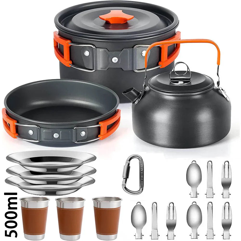 Camping Kokkärlsset Non-Stick Lätta Grytor för 2-3 Personer