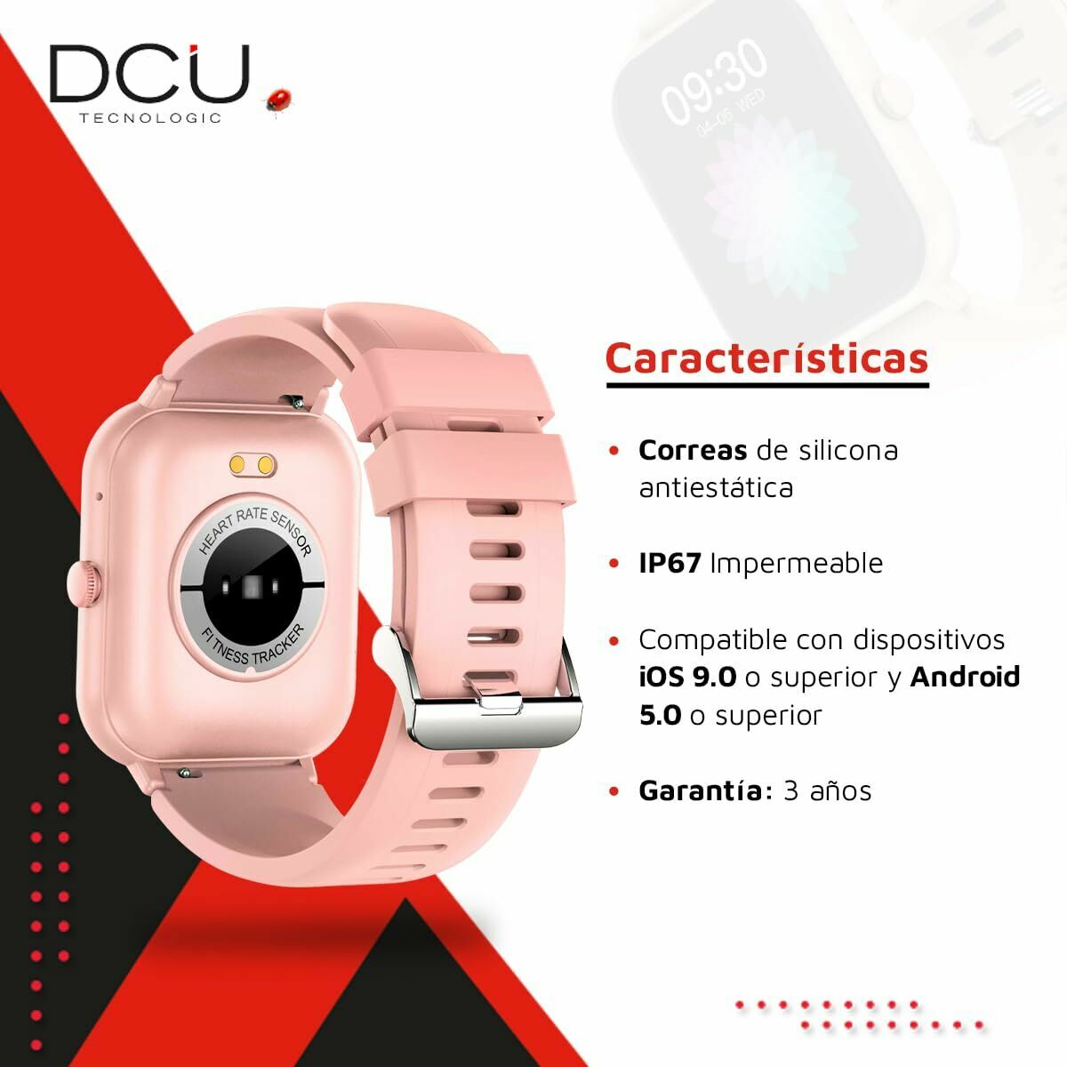 Smartklocka DCU CURVED GLASS PRO Rosa finns hos Aktivcamping