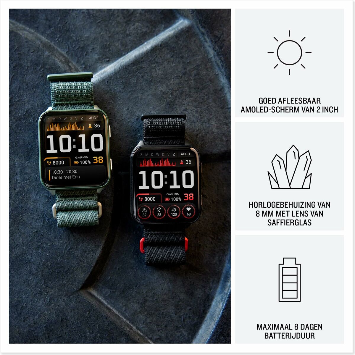 Smartklocka GARMIN 010-02980-03 Svart Grön Grå Skiffer finns hos Aktivcamping
