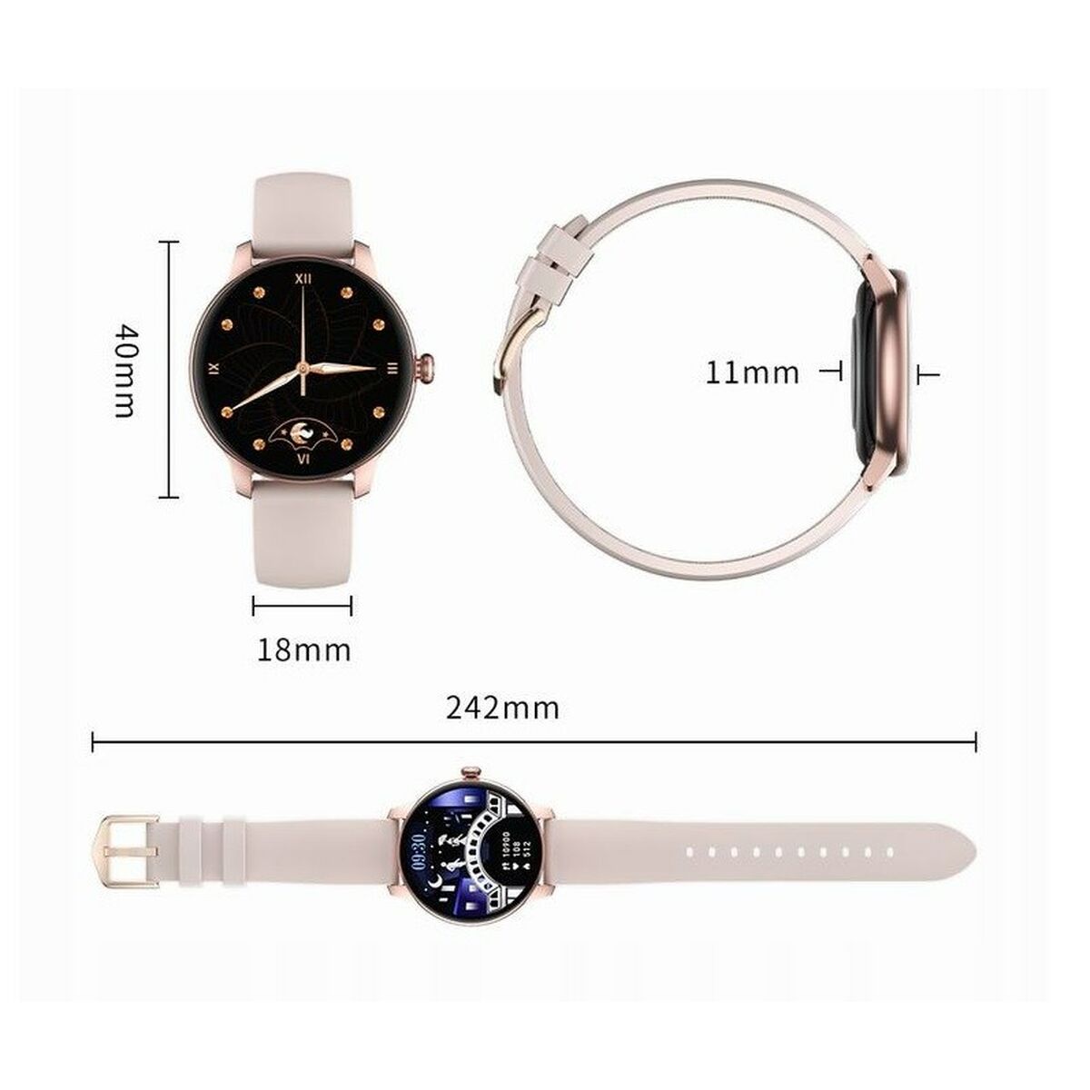 Smartklocka Oromed LADY GOLD NEXT Gyllene Ja 1,09" finns hos Aktivcamping
