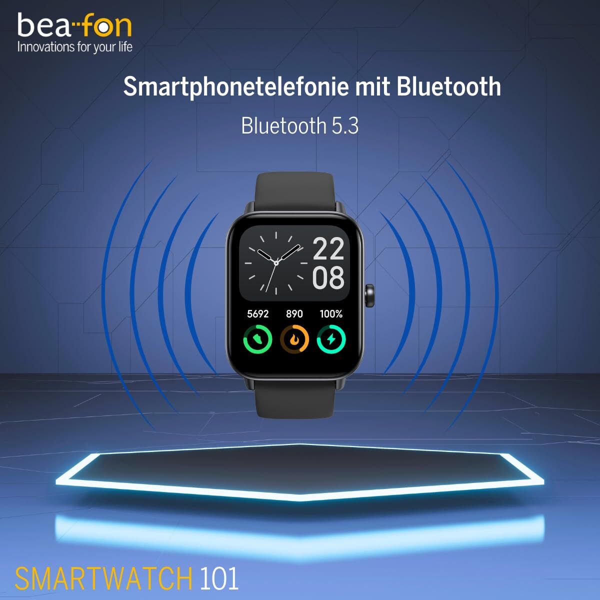 Smartklocka beafon WATCH 101 1,8" Svart Grå - finns hos Aktivcamping