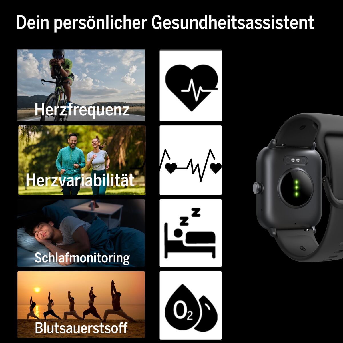 Smartklocka beafon WATCH 101 1,8" Svart Grå - finns hos Aktivcamping