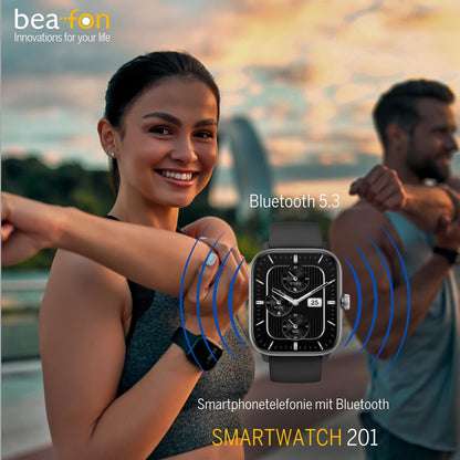 Smartklocka beafon WATCH 201 1,85" Svart Silvrig finns hos Aktivcamping