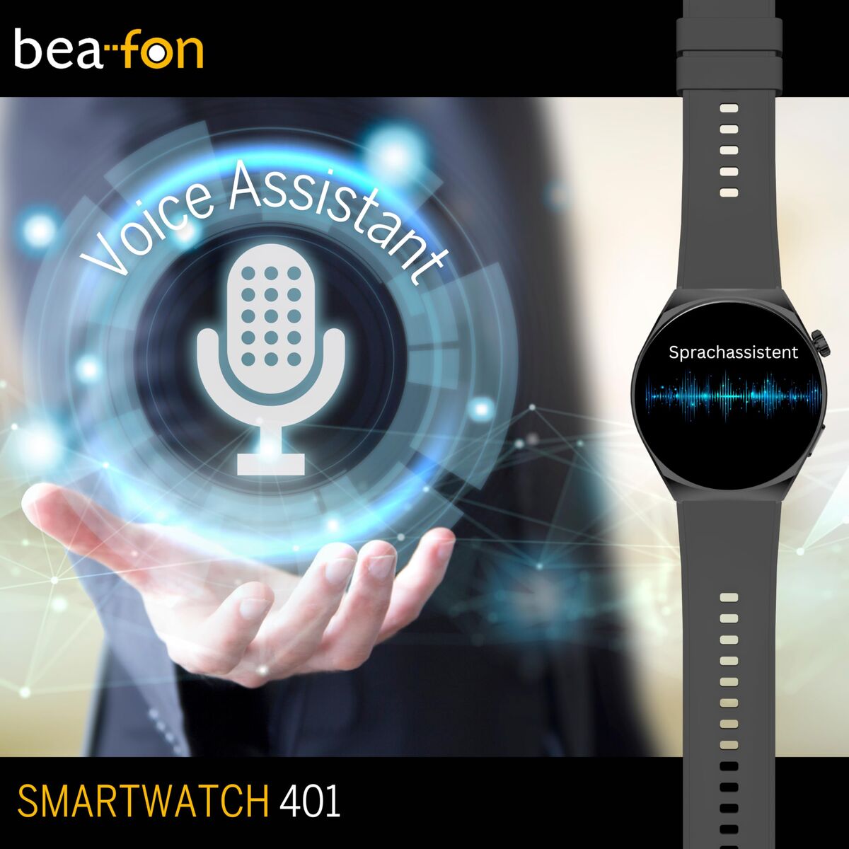 Smartklocka beafon WATCH 401 43 mm 1,43" Svart Silvrig finns hos Aktivcamping