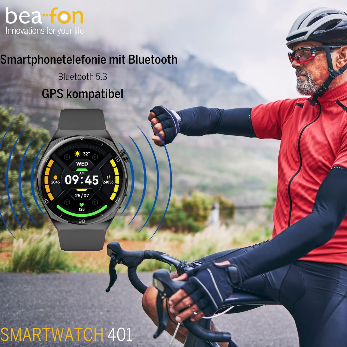 Smartklocka beafon WATCH 401 43 mm 1,43" Svart Silvrig finns hos Aktivcamping