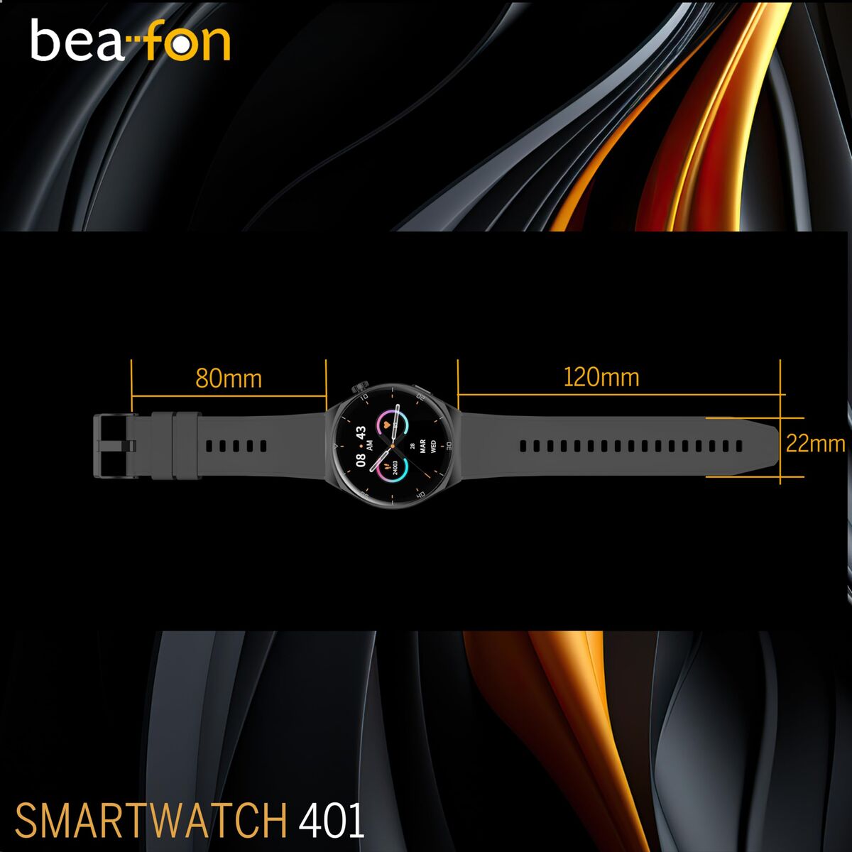 Smartklocka beafon WATCH 401 43 mm 1,43" Svart Silvrig finns hos Aktivcamping