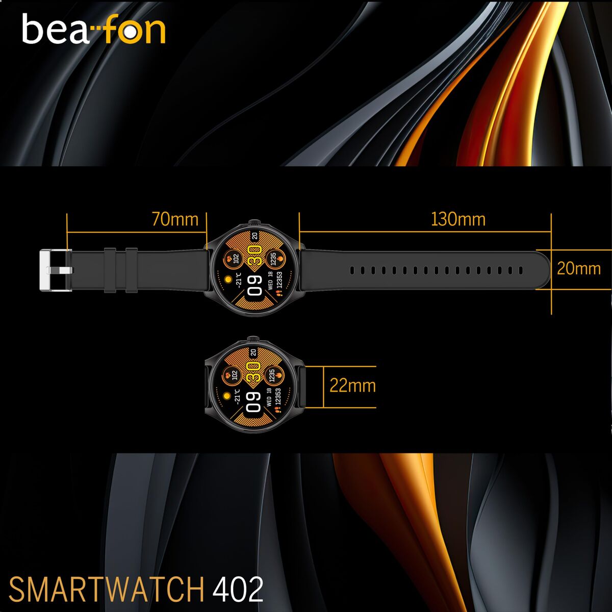 Smartklocka beafon WATCH 402 43 mm 1,43" Svart finns hos Aktivcamping