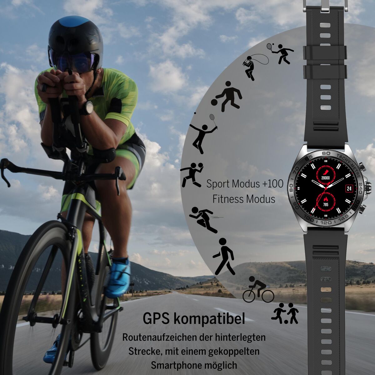 Smartklocka beafon WATCH 501 1,43" Stål Svart matt - finns hos Aktivcamping