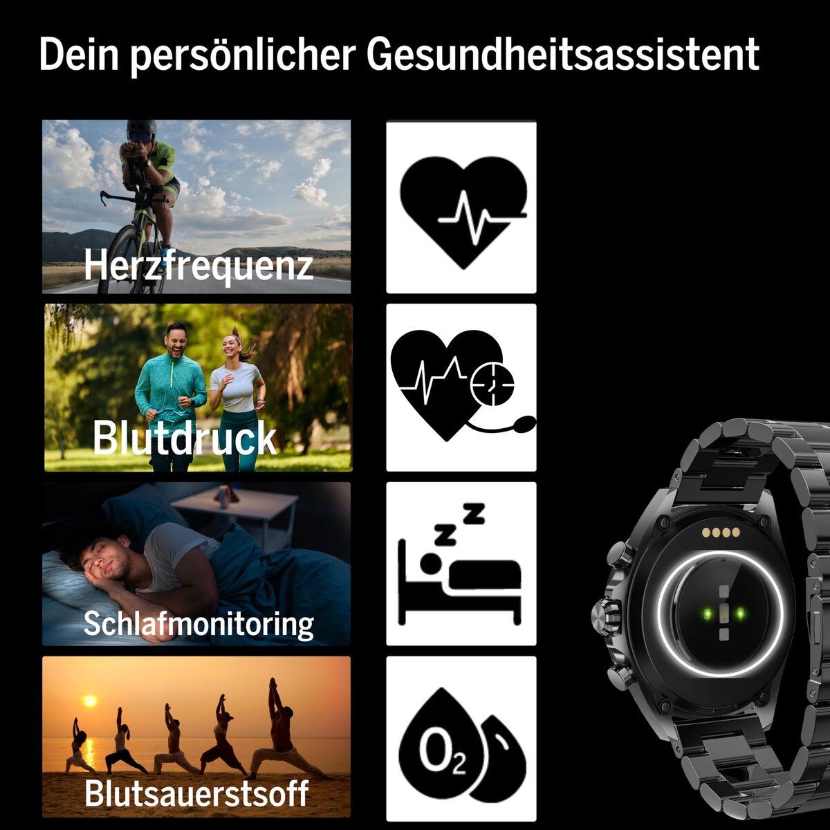 Smartklocka beafon WATCH 501 1,43" Stål Svart matt - finns hos Aktivcamping