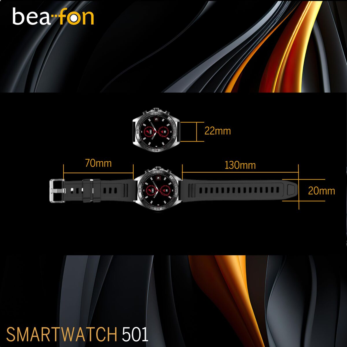 Smartklocka beafon WATCH 501 1,43" Stål Svart matt - finns hos Aktivcamping