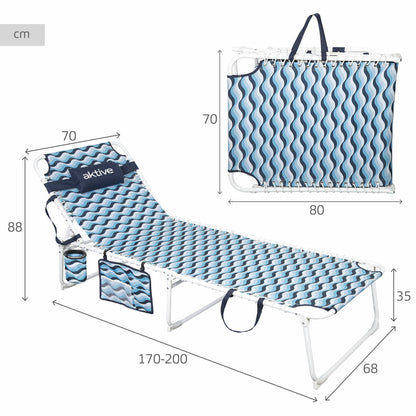 Solsäng Aktive Blå Stål 200 x 88 x 70 cm - finns hos Aktivcamping