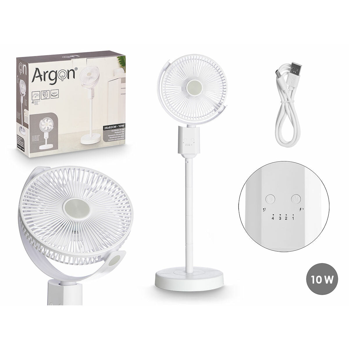 Stående Fläkt Argon 5080-1 Vit 10 W finns hos Aktivcamping