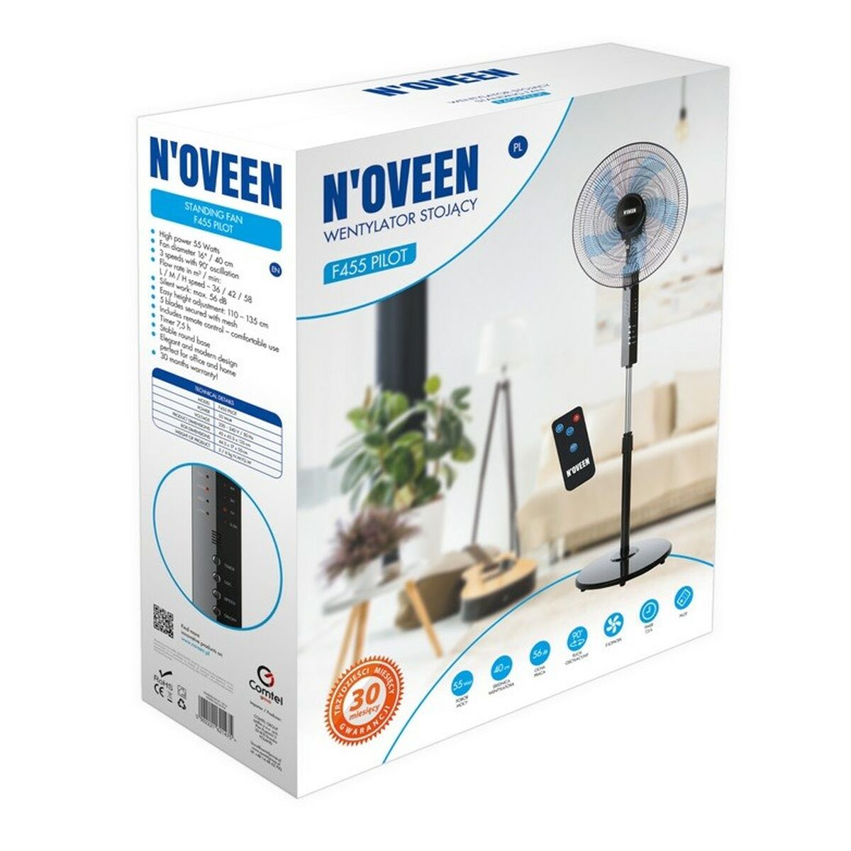 Stående Fläkt N'oveen F455 Svart 55 W finns hos Aktivcamping