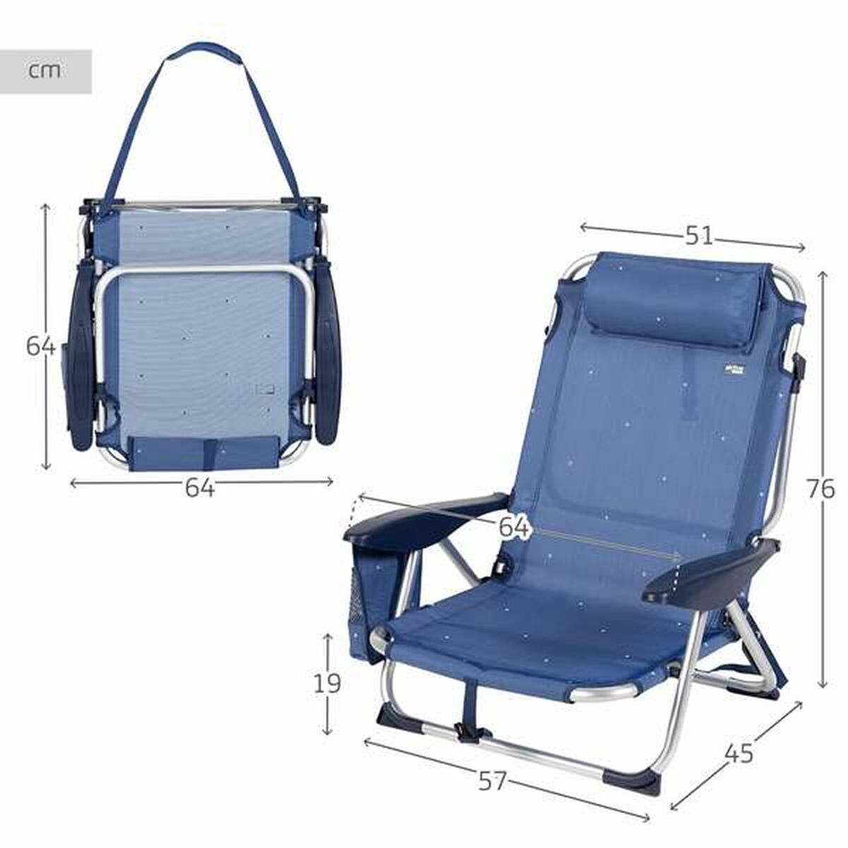 Strandstol Aktive Mörkblå 51 x 45 x 76 cm Strand finns hos Aktivcamping