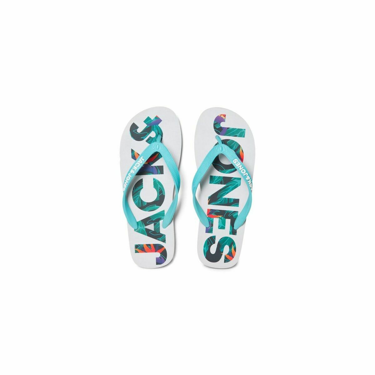 Strandtofflor för män Jack & Jones FWLOGO PALM PRINT 12230642 Grå finns hos Aktivcamping