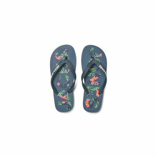Strandtofflor för män Jack & Jones FWLOGO PALM PRINT 12230642 Marinblå finns hos Aktivcamping