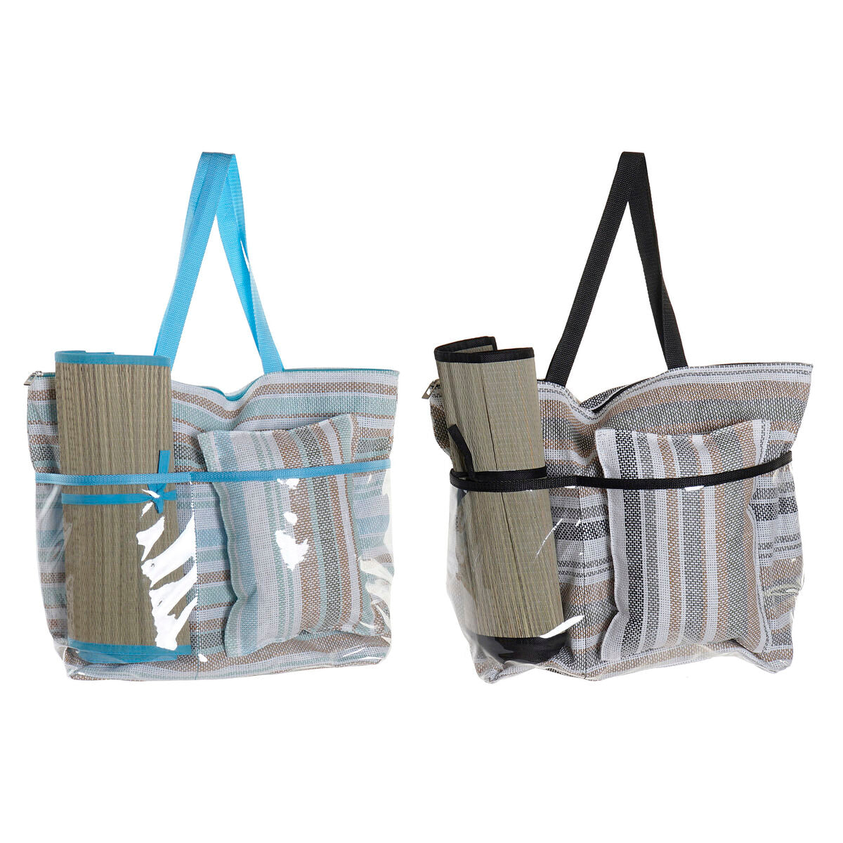 Strandväska DKD Home Decor Blå Brun Grön Grå Mint PVC Kanvas 44 x 23 x 62 cm (2 antal) finns hos Aktivcamping