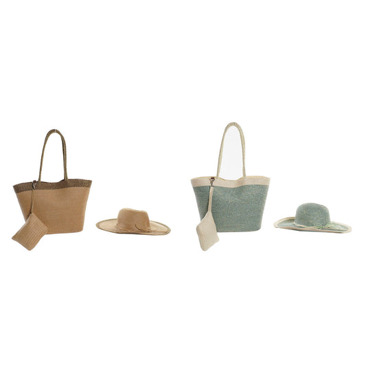 Strandväska DKD Home Decor Brun Grön Beige Mint Fibrer 43 x 10 x 28 cm (2 antal) finns hos Aktivcamping