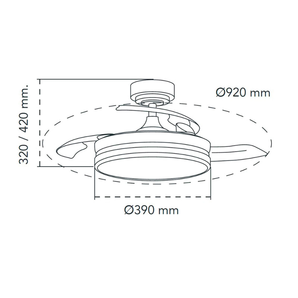 Takfläkt CristalRecord Transparent Metall Ø 92 cm finns hos Aktivcamping