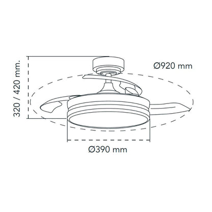Takfläkt CristalRecord Transparent Metall Ø 92 cm finns hos Aktivcamping