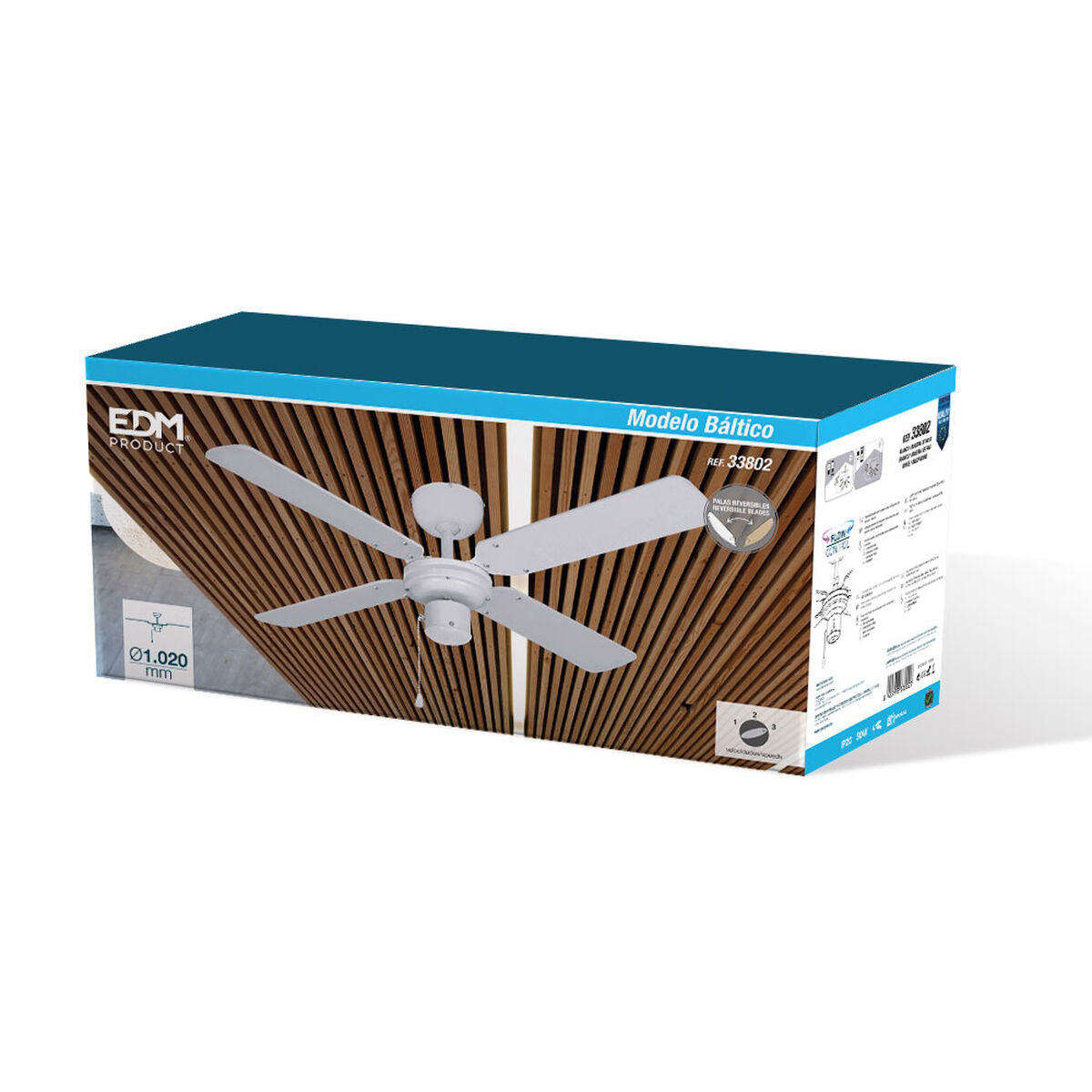 Takfläkt EDM 33802 Báltico Vit 50 W ø 102 cm - finns hos Aktivcamping