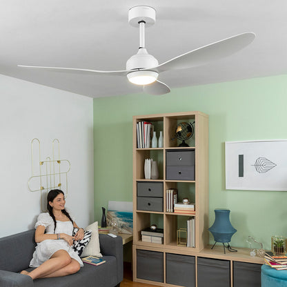 Takfläkt med LED-ljus och 3 ABS-blad Flaled InnovaGoods Vit 36 W 52" Ø132 cm - finns hos Aktivcamping