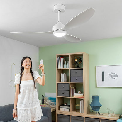 Takfläkt med LED-ljus och 3 ABS-blad Flaled InnovaGoods Vit 36 W 52" Ø132 cm - finns hos Aktivcamping