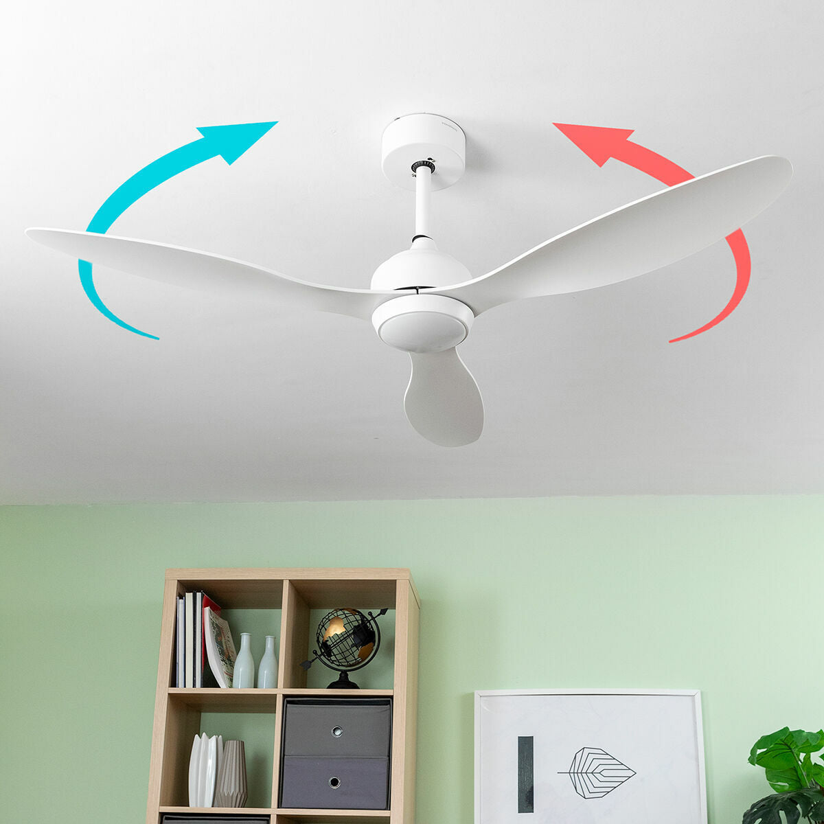 Takfläkt med LED-ljus och 3 ABS-blad Flaled InnovaGoods Vit 36 W 52" Ø132 cm - finns hos Aktivcamping