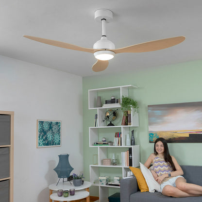 Takfläkt med LED-ljus och 3 ABS-blad Wuled InnovaGoods Trä 36 W 52" Ø132 cm finns hos Aktivcamping